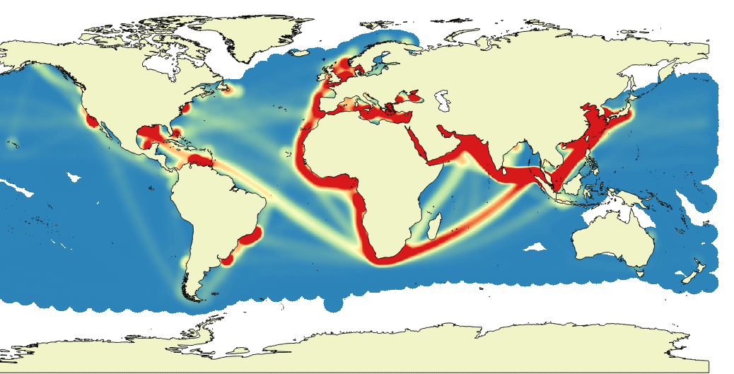Heatmap of vessels positions
